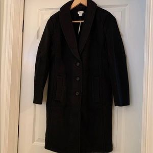 J. Crew Black Boiled Wool Topcoat Size 0